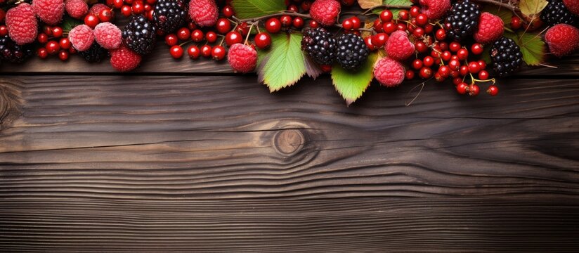 A bunch of berries on a wooden table