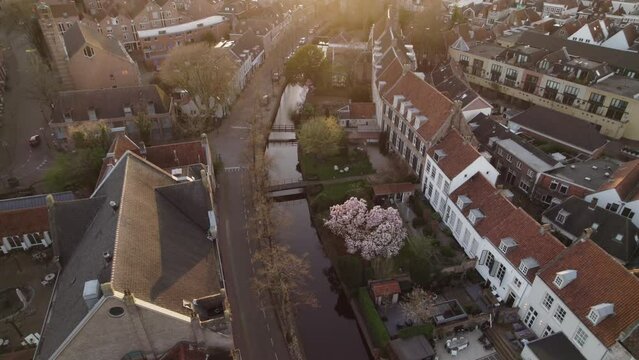 Aerial video over the city of Amersfoort Netherlands