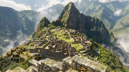 Photo sur Plexiglas Machu Picchu Machu Picchu, an ancient city atop a mountain in Peru. Spectacular views, stunning stone architecture. It's like something out of a comic book. 
