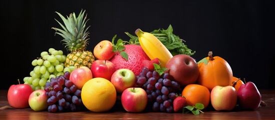 A close-up of assorted fruits on a table