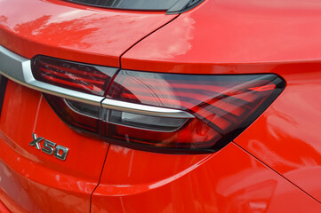 Klang, Malaysia: March 21st, 2024- view of Proton X50 car tail lights, each boasting a modern and...