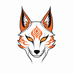 Obraz premium Abstract stylized illustration of a fox with intricate orange patterns and sharp features on a white background.