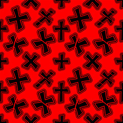 Obraz premium Seamless pattern with beautiful crosses, church or Christian crosses. Red and black