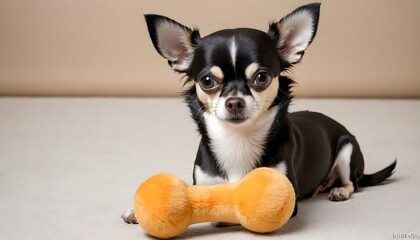 A Chihuahua Posing Proudly With Its Favorite Toy Upscaled 3