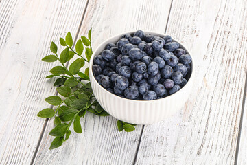 Ripe sweet blueberry in the bowl