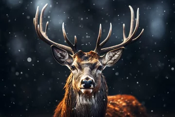 Selbstklebende Fototapeten a deer with antlers in the snow © Alexandru