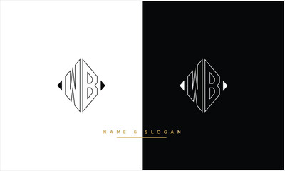 WB, BW, W, B, Abstract Letters Logo Monogram