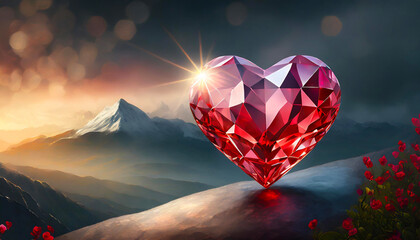 Shiny heart gem symbol for Valentines Day
