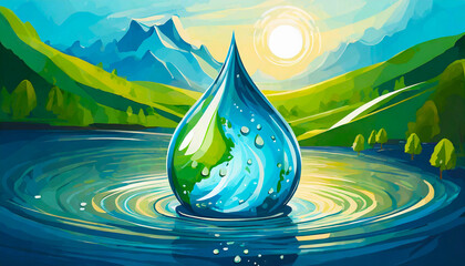 World Water Day - vector abstract waterdrop concept. Save the water - ecology concept background
