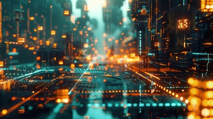 Fototapeta premium Distributed ledger technology that can be used to track the flow of digital assets 