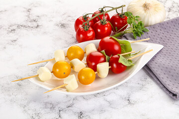 Italian caprese salad kebab stick