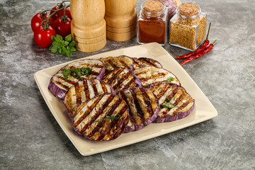 Grilled eggplant slices with cilantro