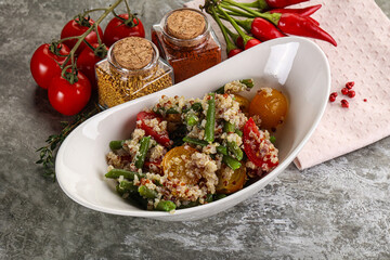 Vegan boiled quinoa with vegetables