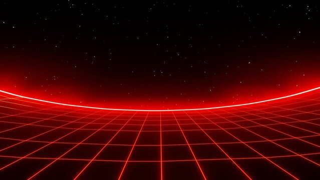 3d abstract retro way in red orange disco colors. Neon 80s 90s retrowave chrome road. cyberpunk futuristic background.. Glow and shine laser blinking rotating synthwave music template. Animation 	

