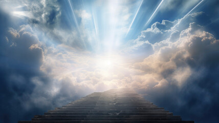 Great staircase leading to heaven - obrazy, fototapety, plakaty