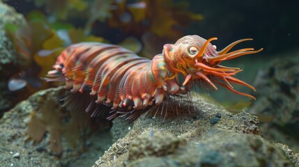 Naklejka na ściany i meble Bobbit worm, a marine worm that can detach itself when threatened. and grows a new head 