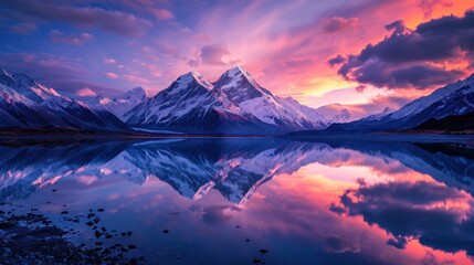 Fototapeta na wymiar Mountain Sunrise Reflection on Lake
