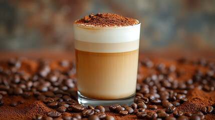 Naklejka premium Cup of coffee at café in the morning, latte art coffee 