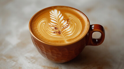 Cup of coffee at café in the morning, latte art coffee 
