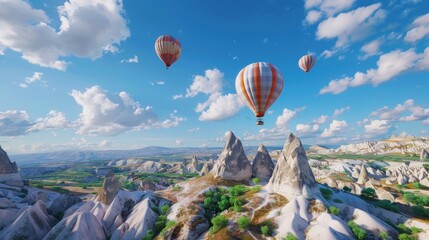 Balloon land, floating above the sky Take in the spectacular view of Cappadocia's limestone chimneys. Experience a hot air balloon ride like no other.