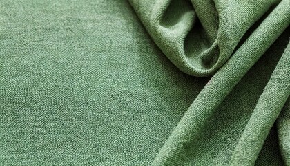 green fabric texture background with copy space