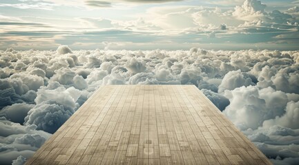 Wooden Platform Surrounded by Sea of Clouds