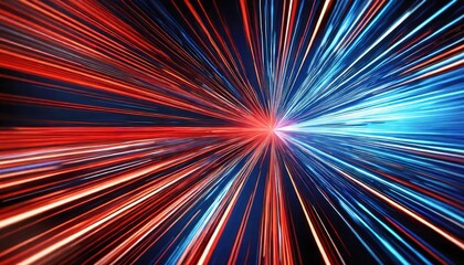 an abstract red blue technology background featuring burst line lights and a speed effect