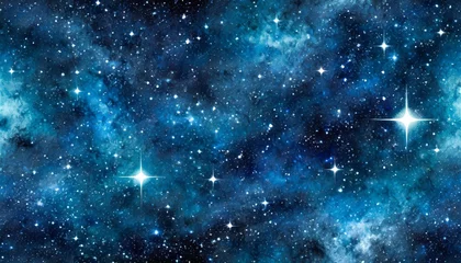 Badkamer foto achterwand spacey seamless backdrop texture in the cosmos space wallpaper or background with tileable deep royal blue stars and nebula in the night sky astrological or astronomical design with a high degree © Richard
