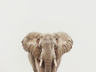 An elephant is standing in the middle of a vast field