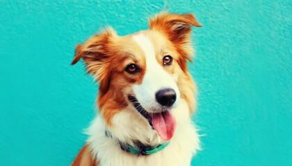 cute funny dog on color background