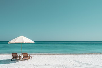 Two Chairs and Umbrella on Beach