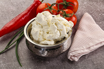 Soft Philadephia cheese in the bowl