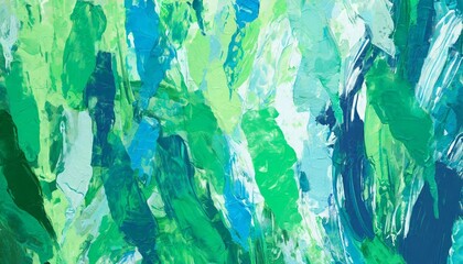 vertical background with diverse shades of green and blue oil paint