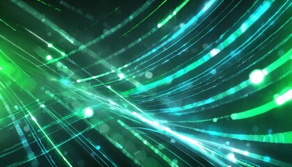 Fototapeta na wymiar abstract futuristic background with green blue glowing neon moving high speed wave lines and bokeh lights data transfer concept fantastic wallpaper image