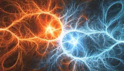 fire and ice fractal lightning plasma power background
