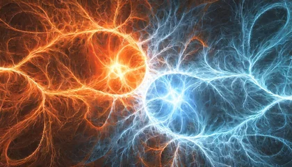 Fototapete fire and ice fractal lightning plasma power background © Richard