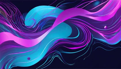 Foto op Plexiglas abstract blue and purple liquid wavy shapes futuristic banner glowing retro waves vector background © Richard