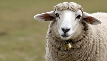 A Sheep With A Bell Around Its Neck Upscaled