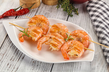Grilled king prawn skewer snack