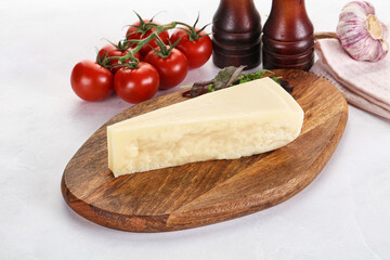 Piece Italian hard parmesan cheese