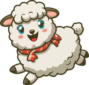cute sheep jumping cartoon vector icon concept 