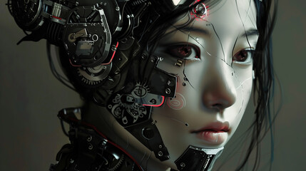 Illustration of a human robot hybrid - obrazy, fototapety, plakaty