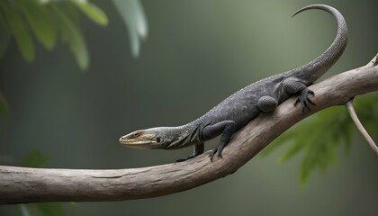 A Monitor Lizard With Its Tail Curled Around A Bra Upscaled 18 - obrazy, fototapety, plakaty