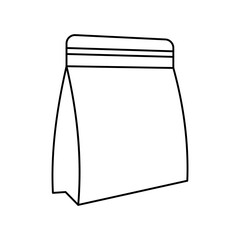 Bag of coffee beans. Icon, coloring page, black and white illustration.