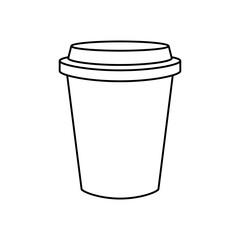 Сardboard cup to go. Icon, coloring page, black and white illustration.