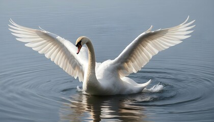 A Swan With Its Wings Flapping Creating Ripples I Upscaled 3 - obrazy, fototapety, plakaty