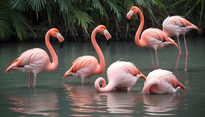 Flamingos In A Relaxed Pose Resting In The Water Upscaled 3