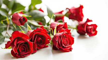 A striking set of vibrant red rose flowers, isolated and ready to convey messages of love and passion