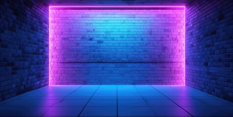 Neon Brick Wall Interior with Futuristic Ambiance