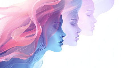 woman, female, illustration, person. Women's Day Color Silhouettes Banner - Square Format, Generative Ai